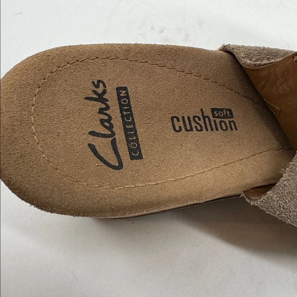 Clarks Collection Tan Suede Cork Wedge Sandals Size 8.5 MCW9323C - Picture 7 of 8